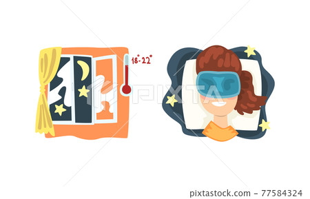 Tip or Trick for Healthy Sleep Vector Set Tip or Trick for Healthy Sleep Vector Set 77584324