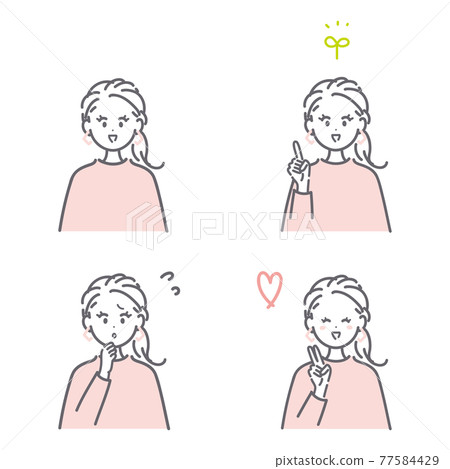 Illustration material set of women in basic pose Illustration material set of women in basic pose 77584429