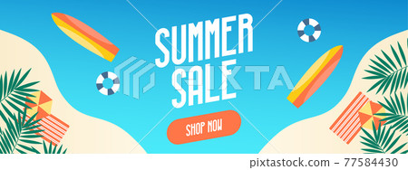 Flat summer vacation, a beach holiday poster with a set of daylight saving time icons. Surfboard on the beach. Party invitation, background, advertising, sales background. Layout template. Vector Flat summer vacation, a beach holiday poster with a set of daylight saving time icons. Surfboard on the beach. Party invitation, background, advertising, sales background. Layout template. Vector 77584430