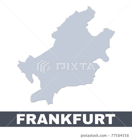 Frankfurt outline map. Vector map of Frankfurt city area borders with shadow 77584558