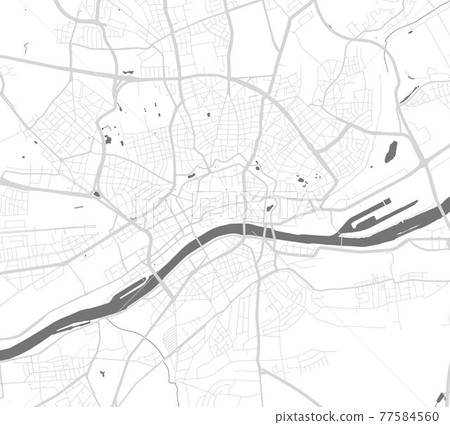 Urban city map of Frankfurt. Vector poster. Grayscale street map. 77584560