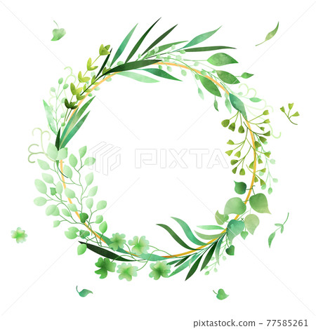 Hand-drawn watercolor floral wreath frame made in vector. Hand-drawn watercolor floral wreath frame made in vector. 77585261