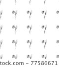 Seamless pattern of Tropical flowers. Jungle foliage illustration. Floral border. Hand drawing. Vector, isolated. Summer tropical leaf. Botanical. Line drawing. 77586671