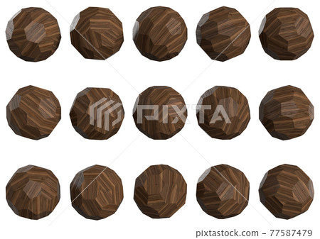 木紋C60富勒烯形立方體圖形材料 77587479