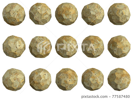 Wood grain C60 fullerene shaped cube graphic material 77587480