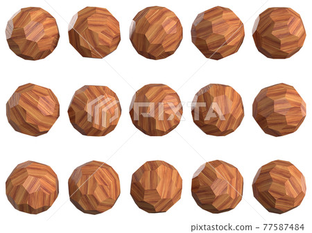 Wood grain C60 fullerene shaped cube graphic material Wood grain C60 fullerene shaped cube graphic material 77587484