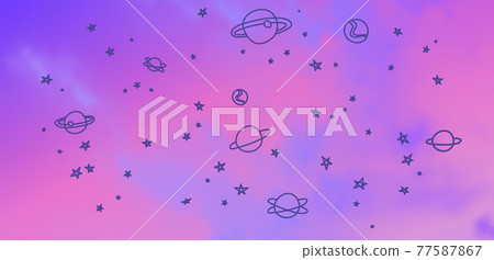 Purple Sky Background. Realistic Vector Clouds with Hand Drawn Elements Purple Sky Background. Realistic Vector Clouds with Hand Drawn Elements 77587867