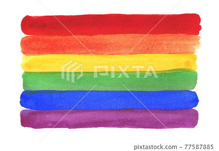 Watercolor Hand Painted Colorful Rainbow Set. Vector Pride Flag Isolated 77587885