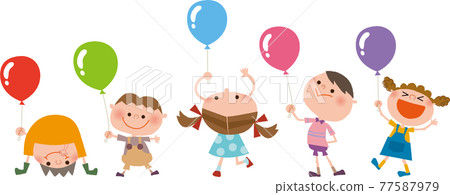 Illustration of children and balloons Illustration of children and balloons 77587979