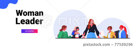 businesswoman leader discussing with businesspeople team during conference meeting in office teamwork concept businesswoman leader discussing with businesspeople team during conference meeting in office teamwork concept 77589296