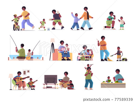 set father spending time with little son parenting fatherhood friendly family concept dad having fun with his kid set father spending time with little son parenting fatherhood friendly family concept dad having fun with his kid 77589339