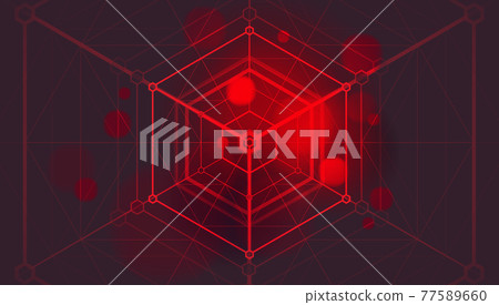 Abstract digital technology and connection geometric lines on background. Digital data visualization. 77589660