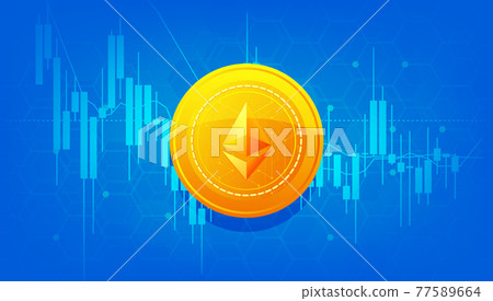 Golden Ethereum on blue background banner template design. Ethereum currency. Crypto coin with growth chart. International stock exchange. Network Ethereum marketing vector. Golden Ethereum on blue background banner template design. Ethereum currency. Crypto coin with growth chart. International stock exchange. Network Ethereum marketing vector. 77589664