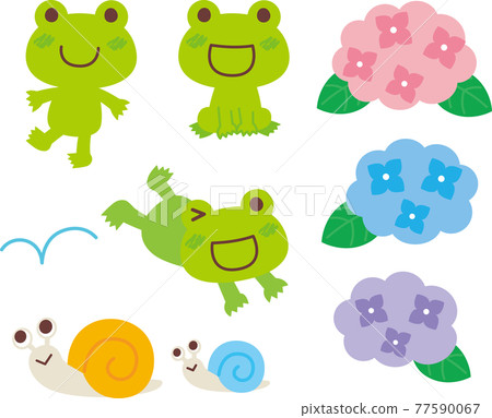 Illustration set of frog and rainy season Illustration set of frog and rainy season 77590067
