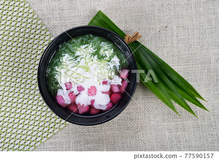 Thai dessert. Water Chestnuts in Coconut Milk. Tub Tim Grob. Thai dessert. Water Chestnuts in Coconut Milk. Tub Tim Grob. 77590157