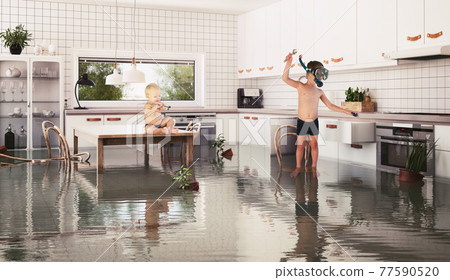 boys and flooding in the room. boys and flooding in the room. 77590520