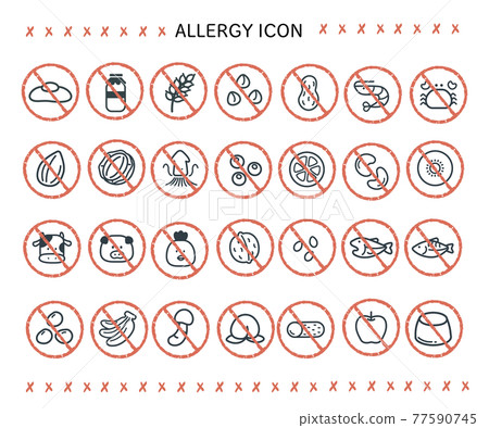 Food allergy icon (7 specific raw materials, 21 recommended labeling items) 77590745