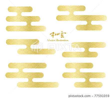 Illustration material of haze pattern Wakumo Qinghai wave gold vector 77591059