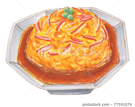 手繪餐飲菜單天津飯 77591074