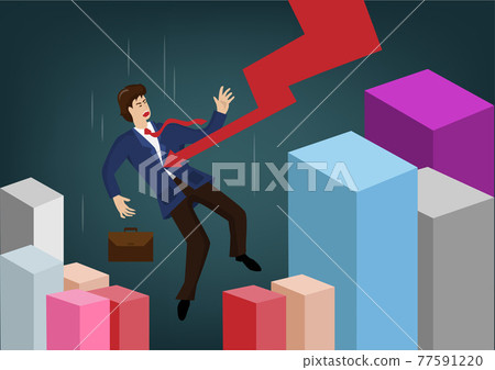 The man who was defeated in the economic crisis He failed to solve financial problems and debt. Poor businessmen need money to have an unpaid loan. Vector illustration The man who was defeated in the economic crisis He failed to solve financial problems and debt. Poor businessmen need money to have an unpaid loan. Vector illustration 77591220