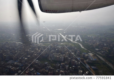 Kathmandu skyline from the sky above Nepal 77591841
