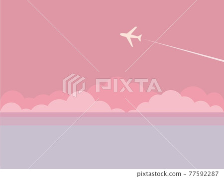 Scenery, sea, clouds, sky, airplane, evening view Scenery, sea, clouds, sky, airplane, evening view 77592287