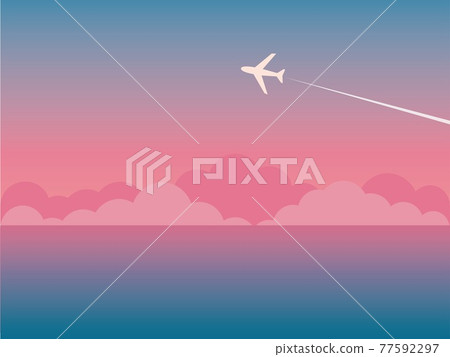 Scenery, sea, clouds, sky, airplane, evening view 77592297