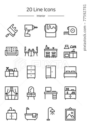 Line Icon - Interior 77592781