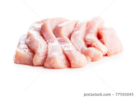 Poultry meat. Sliced raw turkey meat. Breast meat 77593045