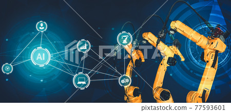 Smart industry robot arms for digital factory production technology Smart industry robot arms for digital factory production technology 77593601