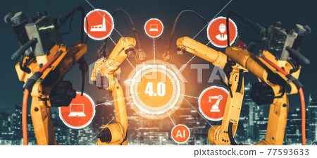 Smart industry robot arms for digital factory production technology Smart industry robot arms for digital factory production technology 77593633