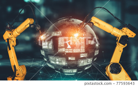 Smart industry robot arms for digital factory production technology 77593643
