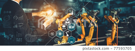 Smart industry robot arms for digital factory production technology Smart industry robot arms for digital factory production technology 77593705