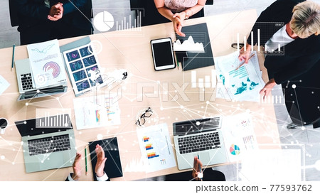 Creative visual of business people in corporate staff meeting Creative visual of business people in corporate staff meeting 77593762