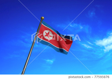 3D Rendered image. Flag of North Korea waving in 77593876