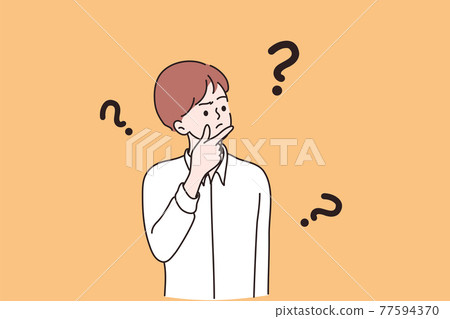 Feeling doubt, question, making decision concept 77594370