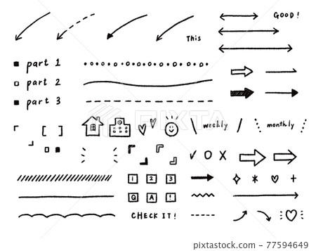 手繪style_material set 箭頭、線條、符號 77594649