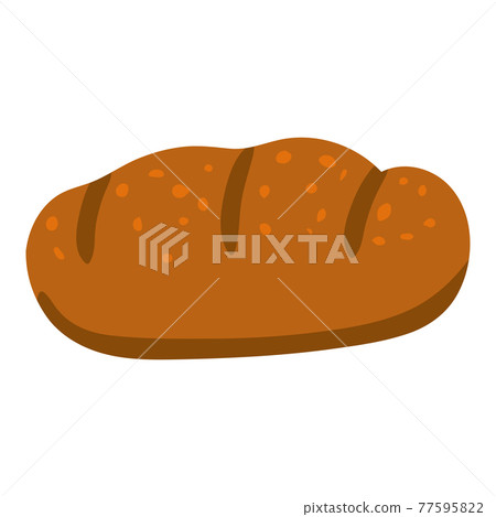 Rye bread wholemeal, healthy organic nutrition product, green leaves. Vector cartoon flat trendy illustration hand drawn isolated 77595822