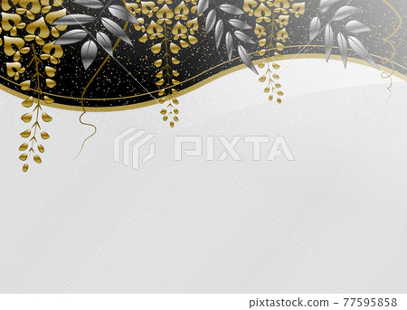 Wisteria flower lacquer style illustration with copy space 77595858