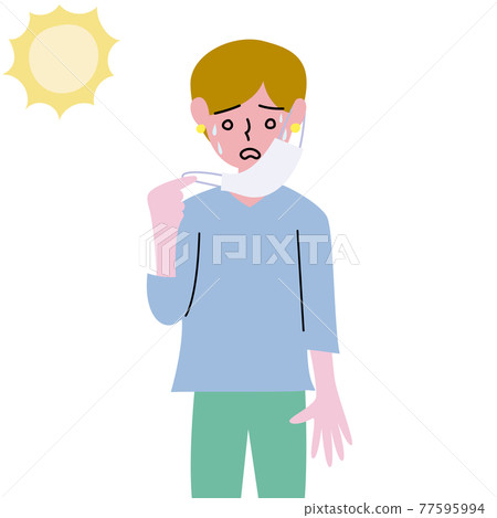 A woman who gets stuffy and hot with a summer mask 77595994