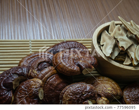The lingzhi mushroom image close up for alternative medicine or medical and health concept. The lingzhi mushroom image close up for alternative medicine or medical and health concept. 77596095