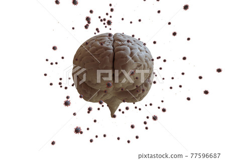 3D rendering Coronavirus effect on mental health. Psychological problems after being ill with COVID-19. 3D illustration. Depression from social distancing, isolated stay home alone in COVID-19 77596687
