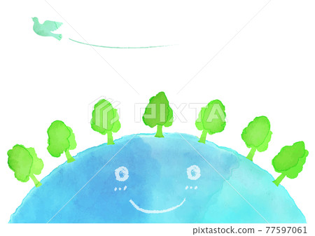 Watercolor hand-painted faced earth and peace dove Watercolor hand-painted faced earth and peace dove 77597061
