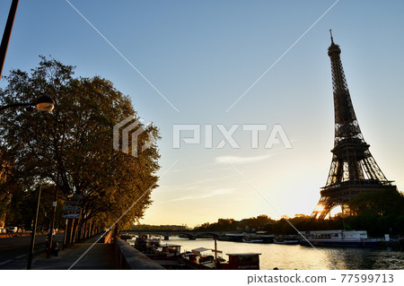Early morning Paris, Eiffel Tower in the morning sun, taken April 24, 2021 Early morning Paris, Eiffel Tower in the morning sun, taken April 24, 2021 77599713