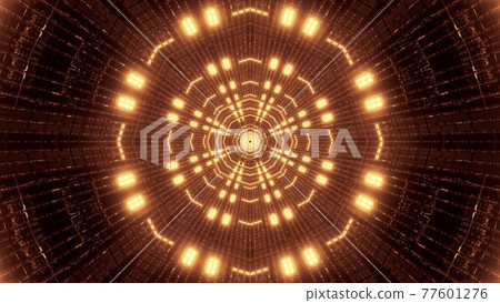 Vivid golden lights inside geometric corridor 4K UHD 3D illustration 77601276
