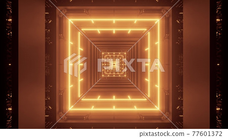 Golden square corridor 4K UHD 3D illustration Golden square corridor 4K UHD 3D illustration 77601372