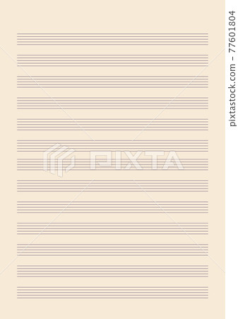 Grid paper with stave on a white background. A blank music sheet paper with staff. Geometric pattern for composition, education, school. A4 size 77601804