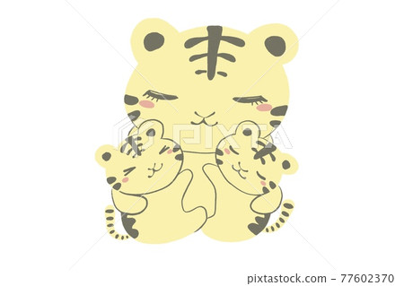 Parent and child of a cute tiger who is a good friend Parent and child of a cute tiger who is a good friend 77602370