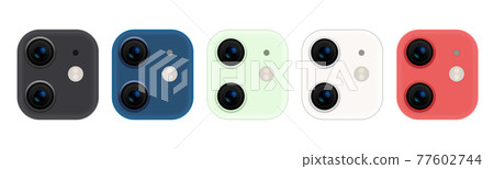 Camera phone lens mobile 3d vector icon. Smart phone camera lense back concept 77602744