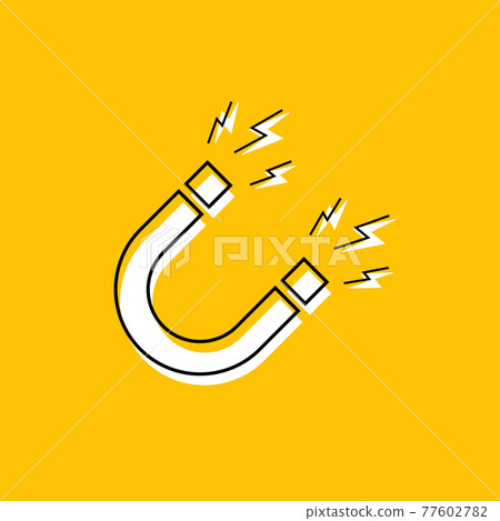 Magnet vector logo line icon. Electromagnetic fieldd business attract concept 77602782